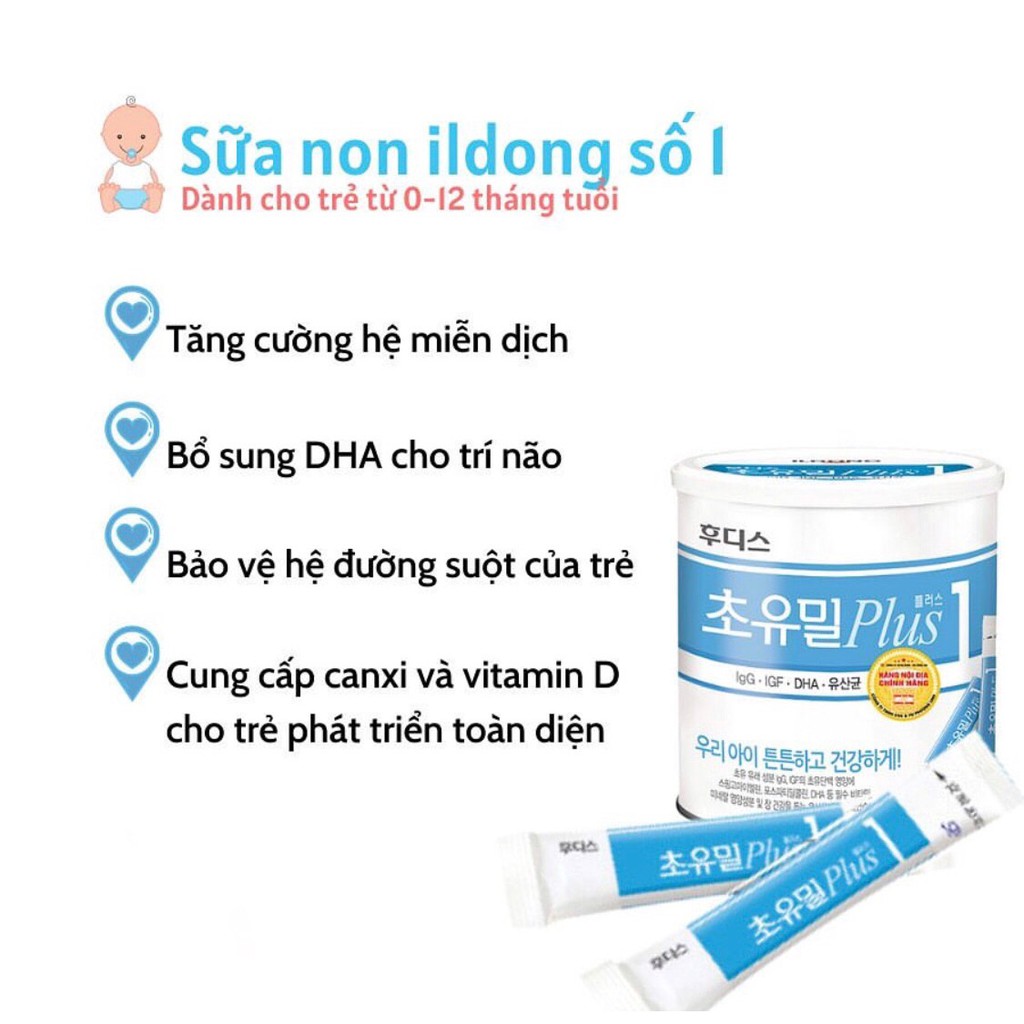 Sữa non Ildong Hàn Quốc số 1,2 và men Ildong hộp 100 gói