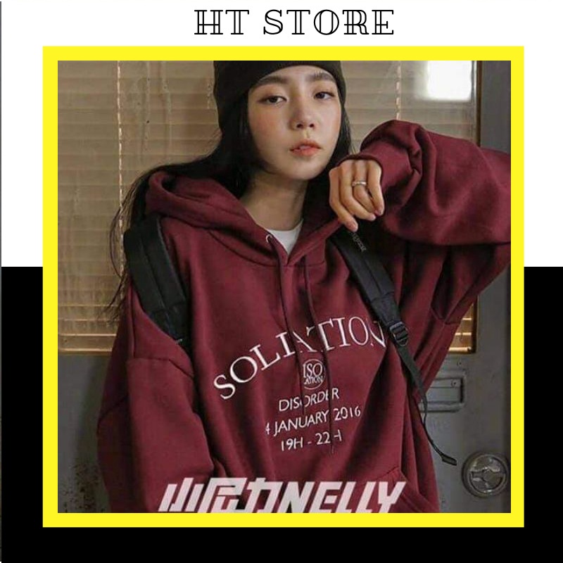 Áo Nỉ Hoodie Đỏ SOLIATION Unisex 🦋 Áo Khoác Nam Nữ Dáng Rộng Kèm Mũ 🦋 G084 - HT STORE
