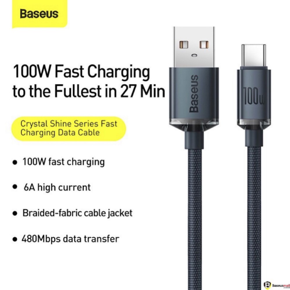 Dây sạc nhanh type c 100w Baseus - Cáp bọc dù andoird dùng cho samsung xiaomi ..