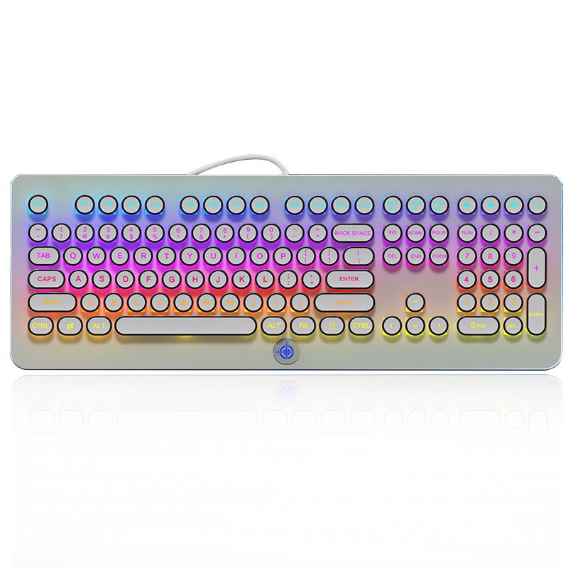 Magician MK9 Bàn phím cơ Steampunk có đèn nền RGB 108 phím Bàn phím gà có dây màu xanh lá cây trục trắng