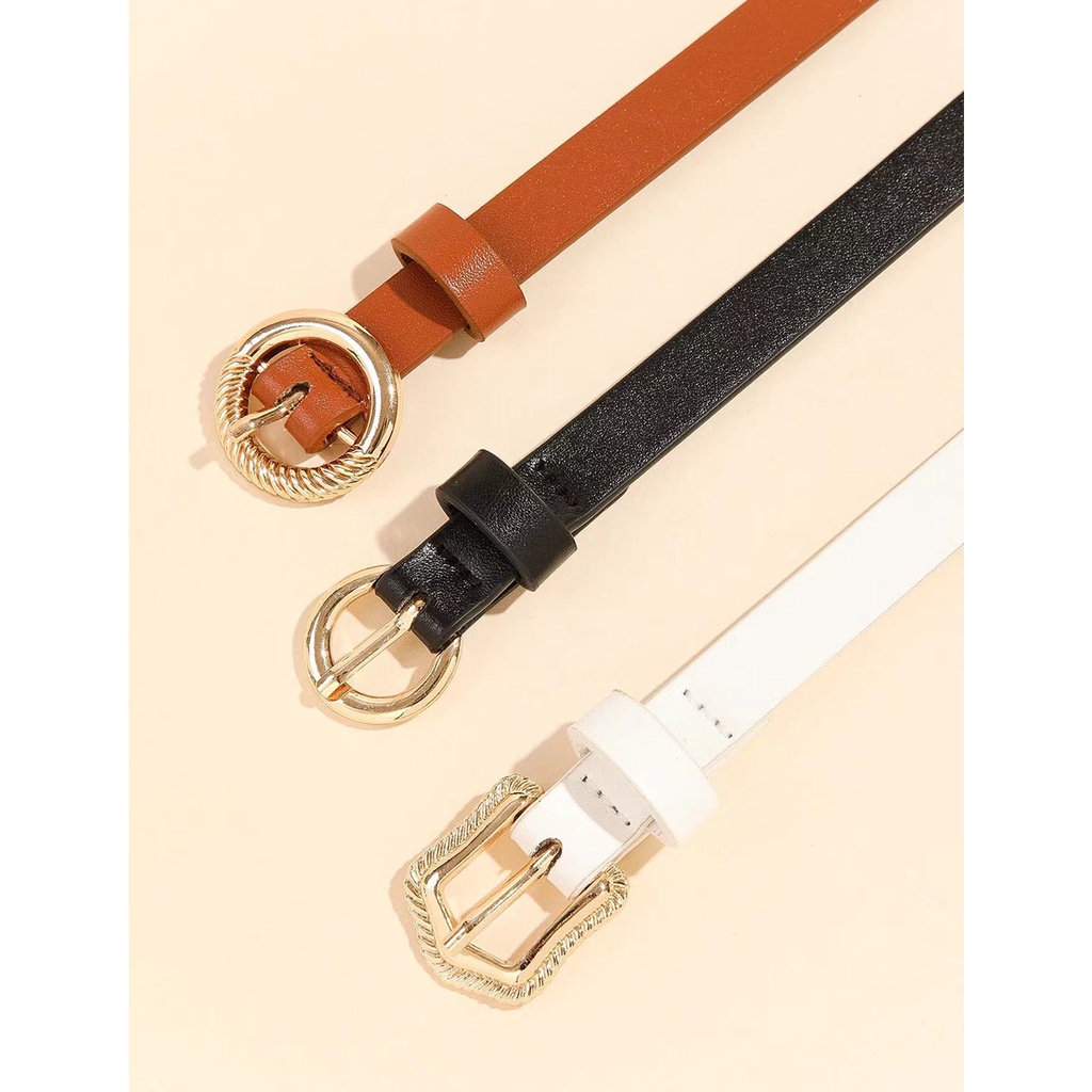 SmileFairyCC【COD &amp; Hàng Có Sẵn】Set 3 Thắt Lưng Nữ Kết Hợp Thắt Lưng denim Thời Trang Hàn Quốc Sang Trọng Màu Đen