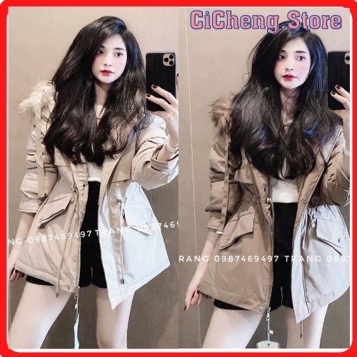 Áo phao đại hàn, Parka lót lông, mũ lông