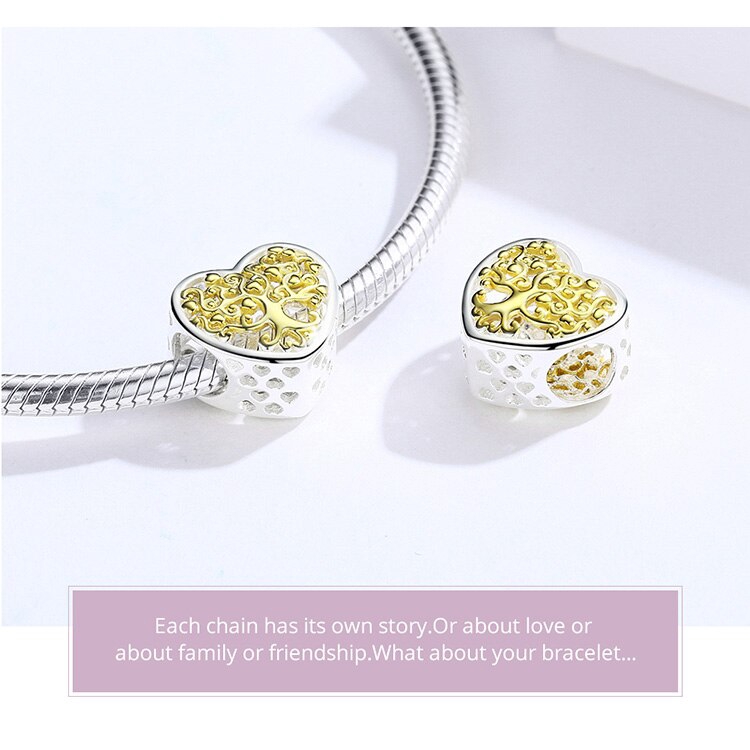 Hạt Charm Bamoer Bạc 925 Hình Trái Tim Xinh Xắn Dùng Làm Trang Sức Thủ Công
