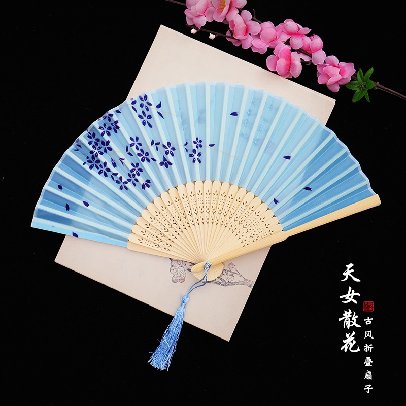Quạt cổ trang phong cách Trung Hoa, xếp cầm tay làm đạo cụ quạt múa cosplay cổ trang