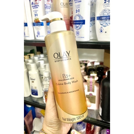 SỮA TẮM TRẮNG + SỮA DƯỠNG THỂ SÁNG DA OLAY B3 + VITAMIN C PEPTIDE HYALURONIC ACID CREME BODY WASH
