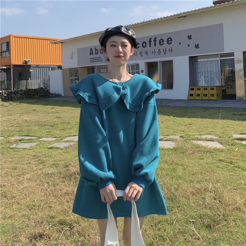 [SALE MẠNH] 💜 Váy nữ dài tay chất liệu nỉ siêu mềm mịn với cổ búp bê ngọt ngào 🍬 | BigBuy360 - bigbuy360.vn