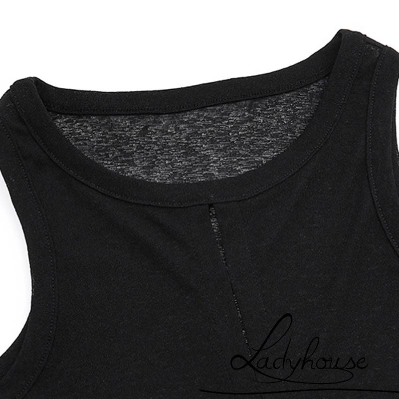 Áo Thun Lưới Không Tay Cổ Tròn Màu Trơn Thời Trang Dành Cho Nữ