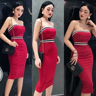 ( SALE ) Đầm ống cúp ngực cột dây nơ