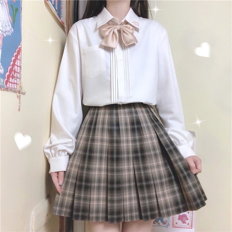 Áo sơmi "Aya Sakura" trắng tay phồng dài/tay ngắn đơn giản