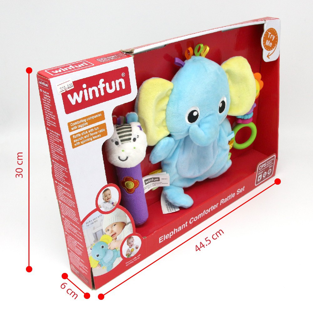 Set 3 đồ chơi cầm tay xúc xắc chíp chíp voi gặm nướu cho bé sột soạt Winfun 3026 - cho bé từ 0 tới 12 tháng