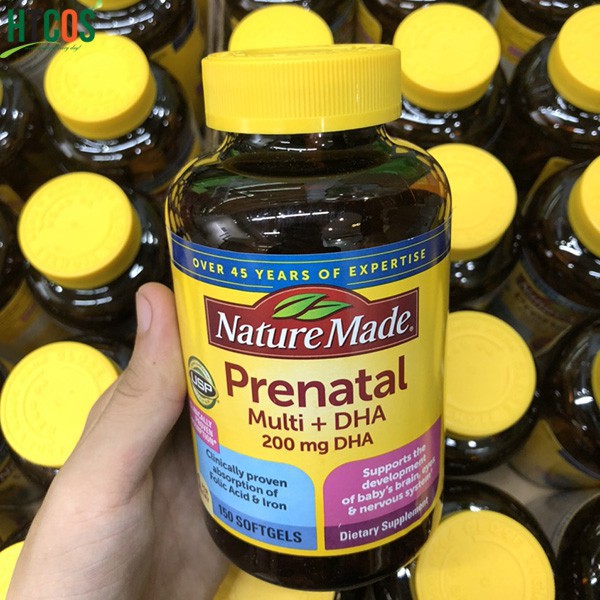 Vitamin tổng hợp Nature Made Prenatal Multi + DHA, Mỹ (150v) bổ sung dinh dưỡng, DHA cho mẹ bầu và sau sinh