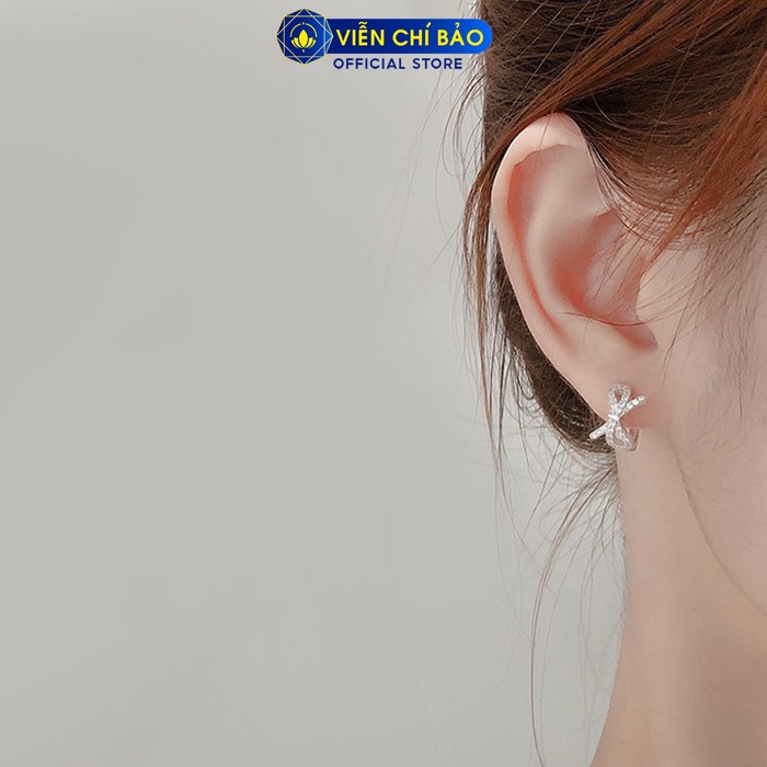 Bông tai bạc nữ hình nơ xinh xắn chất liệu bạc 925 thời trang phụ kiện trang sức nữ Viễn Chí Bảo B400460X