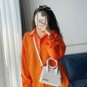 Áo sơ mi nữ basic dài tay Shynstores màu cam vải thô đũi form rộng