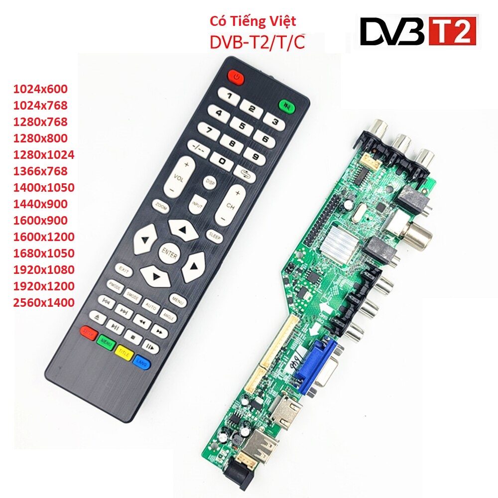 UA36A8C02 Bo giải mã Tivi LCD Led đa năng DVB-T2, VGA, HDMI, AV, USB có Tiếng Việt nguồn 12V