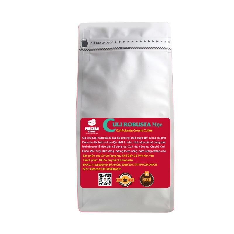 Cà phê Culi Robusta Nguyên Chất Rang Mộc Phú Xuân Coffee 500gr hạt bột cafe xay pha phin pha máy