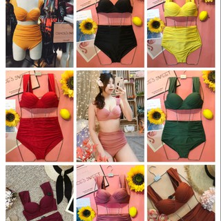 Bikini 2 mảnh dây quai to cạp cao giấu bụng