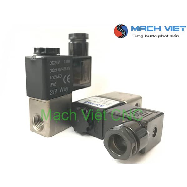 Van điện từ Airtac 24VDC cho máy cắt Oxy-gas Van 2/2, Thường Đóng, Ren 13mm