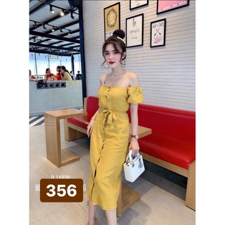 [Hàng Loại A] Đầm Trễ Vai Kèm Thắt Lưng Thun Nhập Dễ Thương - 356
