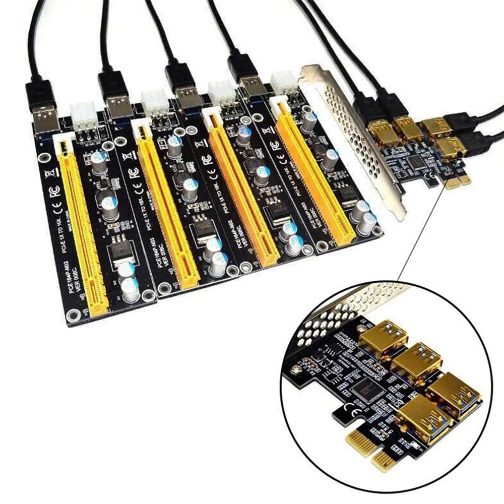 Harriett Chuyển Đổi Pci Express Riser Card 1 Sang 4 Usb Usb Usb 3.0 Card Btcoin Giao Diện Pci-E 1x Sang 16x Pcie Pci-E | BigBuy360 - bigbuy360.vn