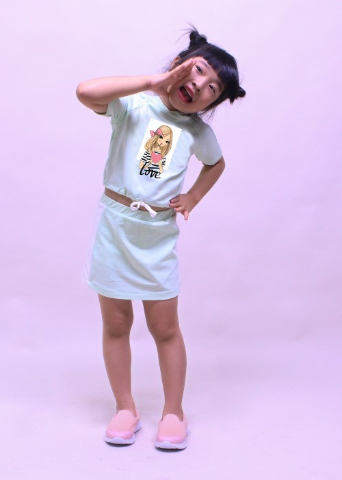 Bộ quần áo thun thới trang Jadiny cho bé bé gái màu xanh ngọc