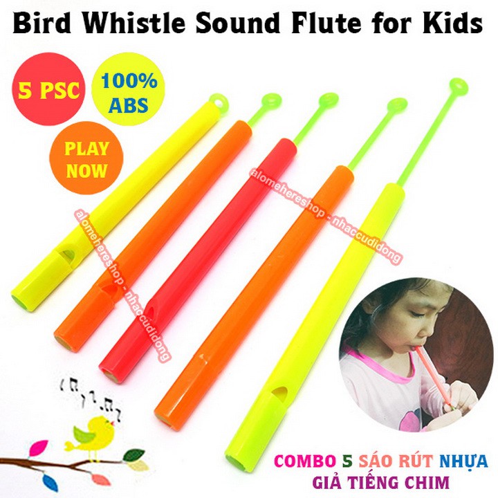 Combo 5 Sáo Rút Giả Tiếng Chim Bằng Nhựa An Toàn Cho Trẻ Sử Dụng Ngay Không Nhúng Nước