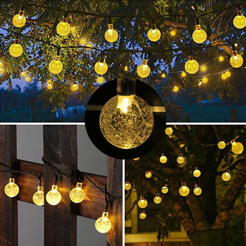 [ 1 bộ 9-10 mét ] Dây đèn led bi bọt biển trang trí đẹp Tết 2022 - Màu vàng/full màu. Sẵn phích cắm. Nguồn 220V