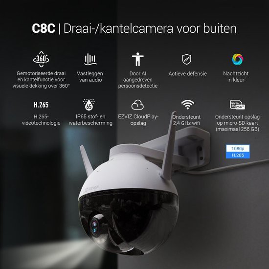 Camera IP Wifi PTZ EZVIZ C8C 2M, tích hợp AI nhận diện con người, ban đêm có màu và Camera Ezviz TY2 xoay 360 độ | BigBuy360 - bigbuy360.vn