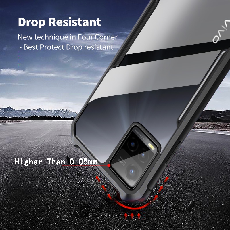 Ốp điện thoại silicon PC cứng trong suốt chống sốc thời trang cho Vivo Y21 Y21s