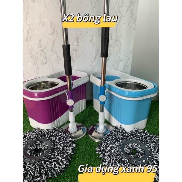 Bộ lau nhà 360 thùng rổ inox cây inox cây xoai siêu nhẹ