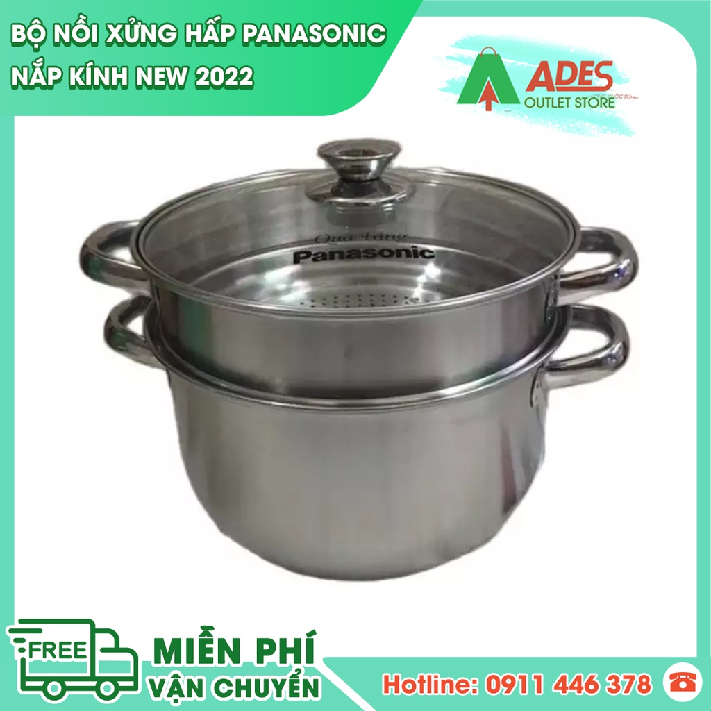 Bộ nồi xửng hấp Panasonic Nắp kính - Chính hãng NEW 2022 - Hàng khuyến mãi Hãng 24cm