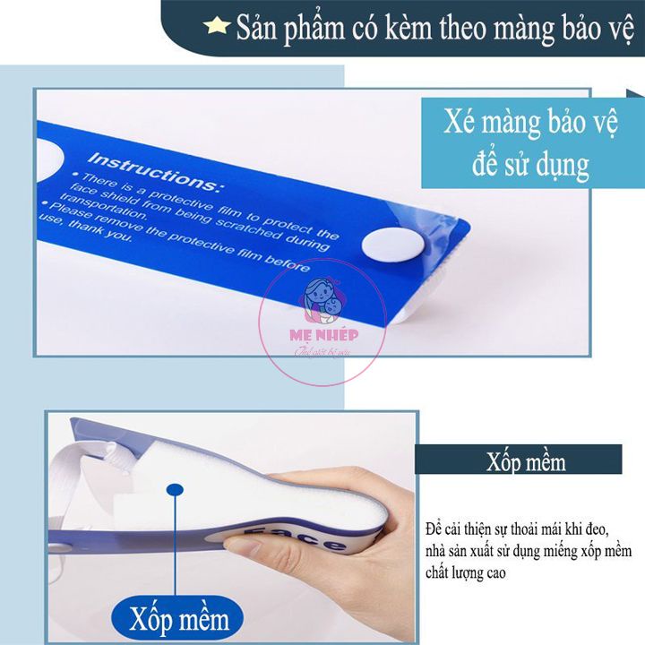 Kính chống giọt bắn, kính bảo hộ chống dịch, mặt nạ bảo hộ người lớn và trẻ em đeo đều vừa, tấm kính trong suốt