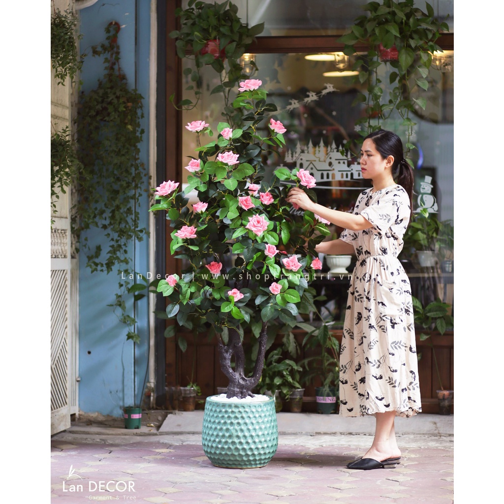 Cây giả - Cây hoa hồng trang trí cao 170cm LC2764