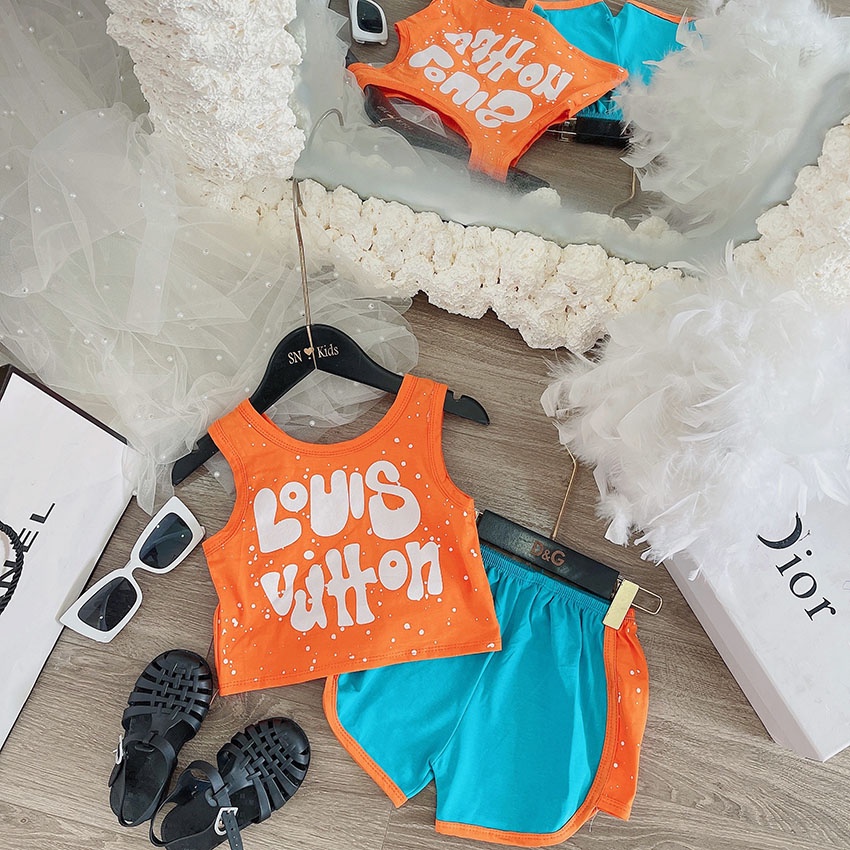 Bộ Quần Áo Trẻ Em 3 Lỗ Luôn Luôn Vui Tươi Vải Cotton Dễ Thương Cho Bé Gái Từ 7-19kg Mã BL27