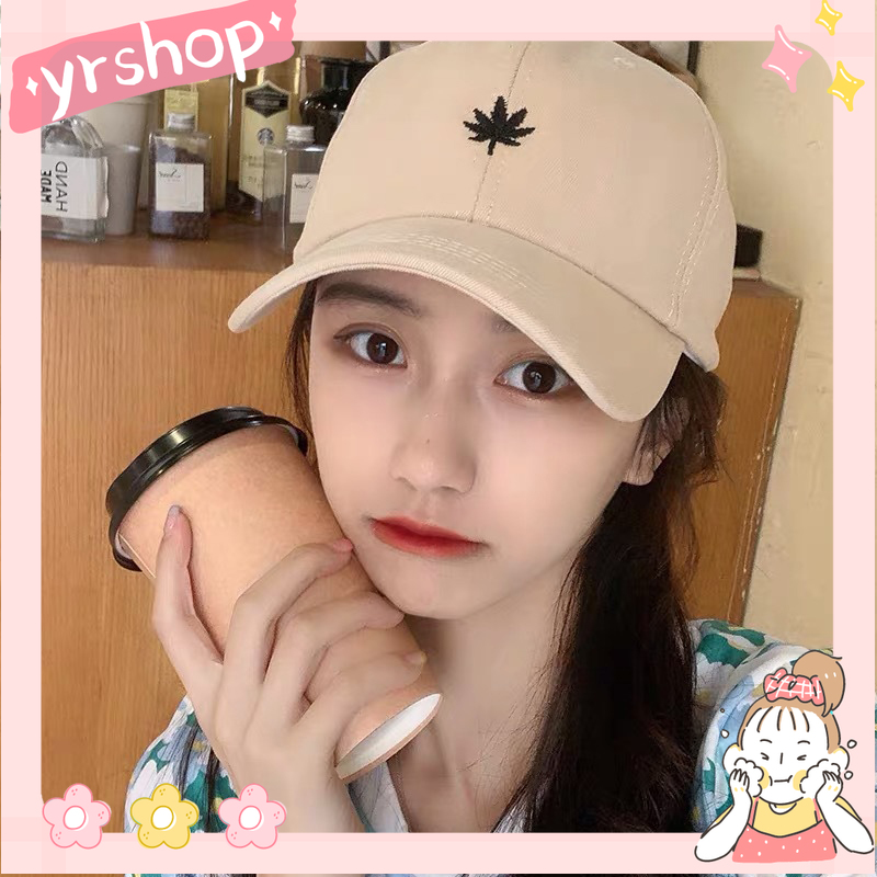 Mũ Lưỡi Trai Thêu Hình Lá Phong Cá Tính Cho Bạn Gái