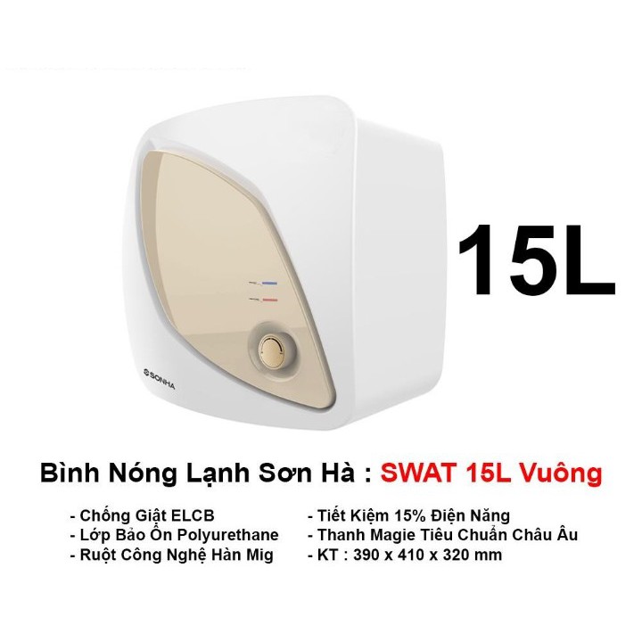 BÌNH NƯỚC NÓNG SƠN HÀ  SW 15 VUÔNG