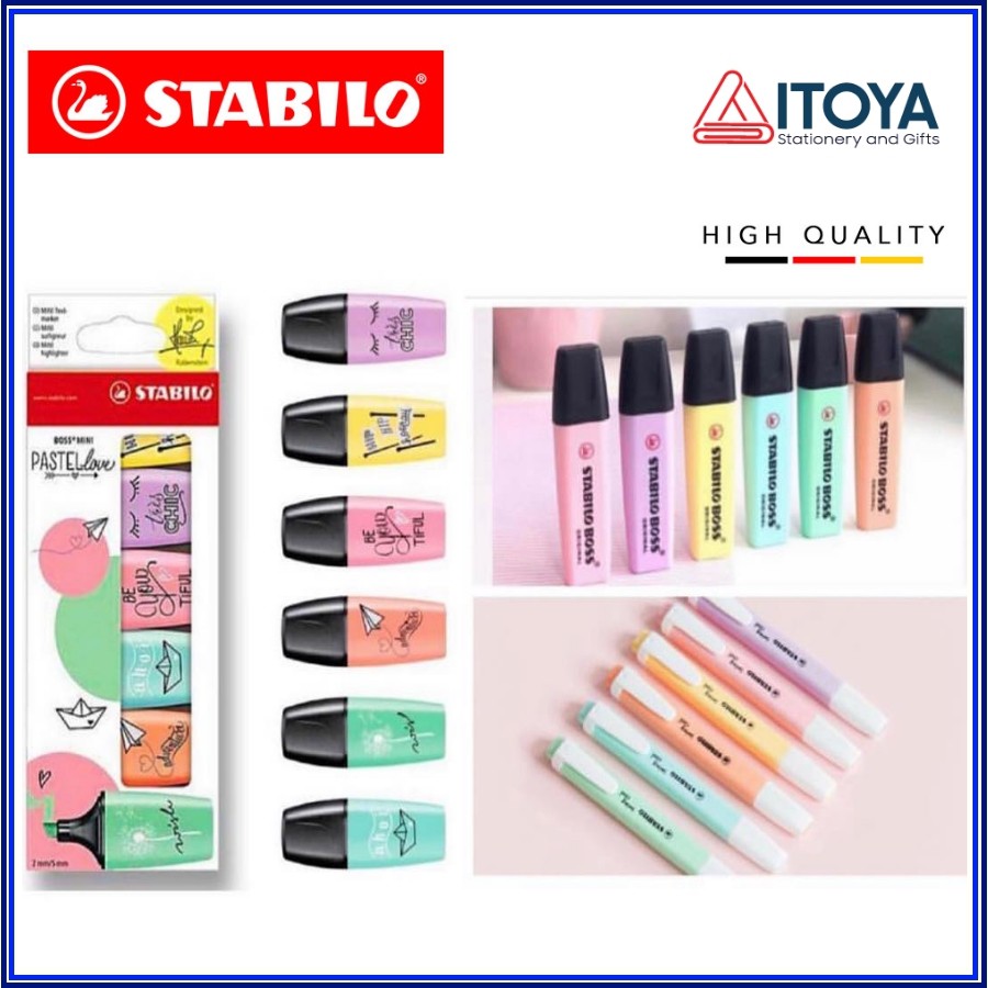 Bộ bút đánh dấu highlighter Stabilo 6 màu pastel (made in Germany)