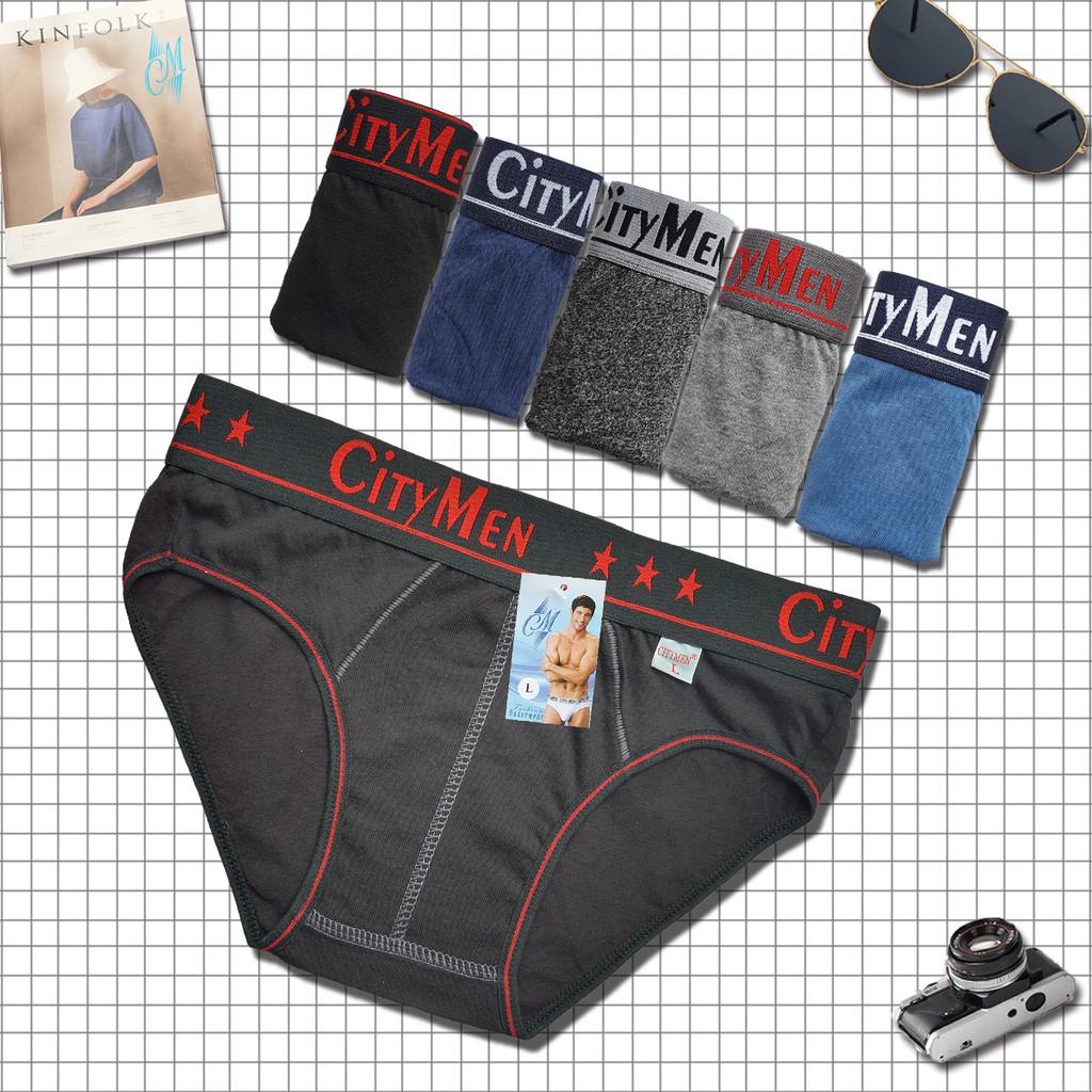 Bộ 5 quần lót nam tam giác CITYMEN cao cấp, vải cotton mềm mại, co giãn tốt, lưng cao 4cm, hiệu CITYMEN - Nhiều màu