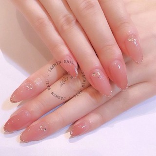 [Mã NHUQAD giảm 10% đơn 100k] Nailbox móng úp thiết kế sẵn hồng nude kim tuyến lấp lánh