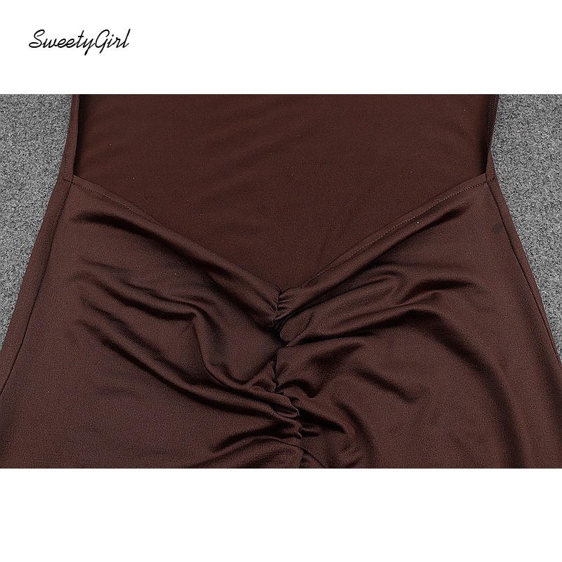 Đầm Midi Ôm Dáng Không Tay Hở Lưng Màu Trơn Thời Trang Quyến Rũ Cho Nữ