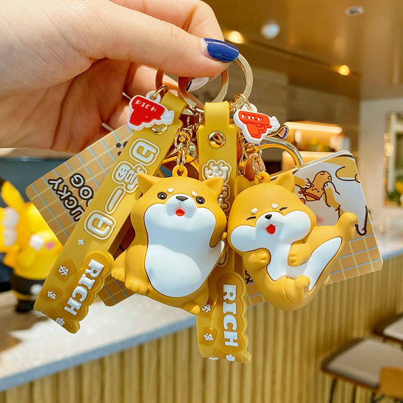 Internet Celebrity Lucky Little Wangchai Keychain Female Cute Cartoon Shiba Inu Key Pendants Creative Birthday Gift Key Chain Auto department store supplies