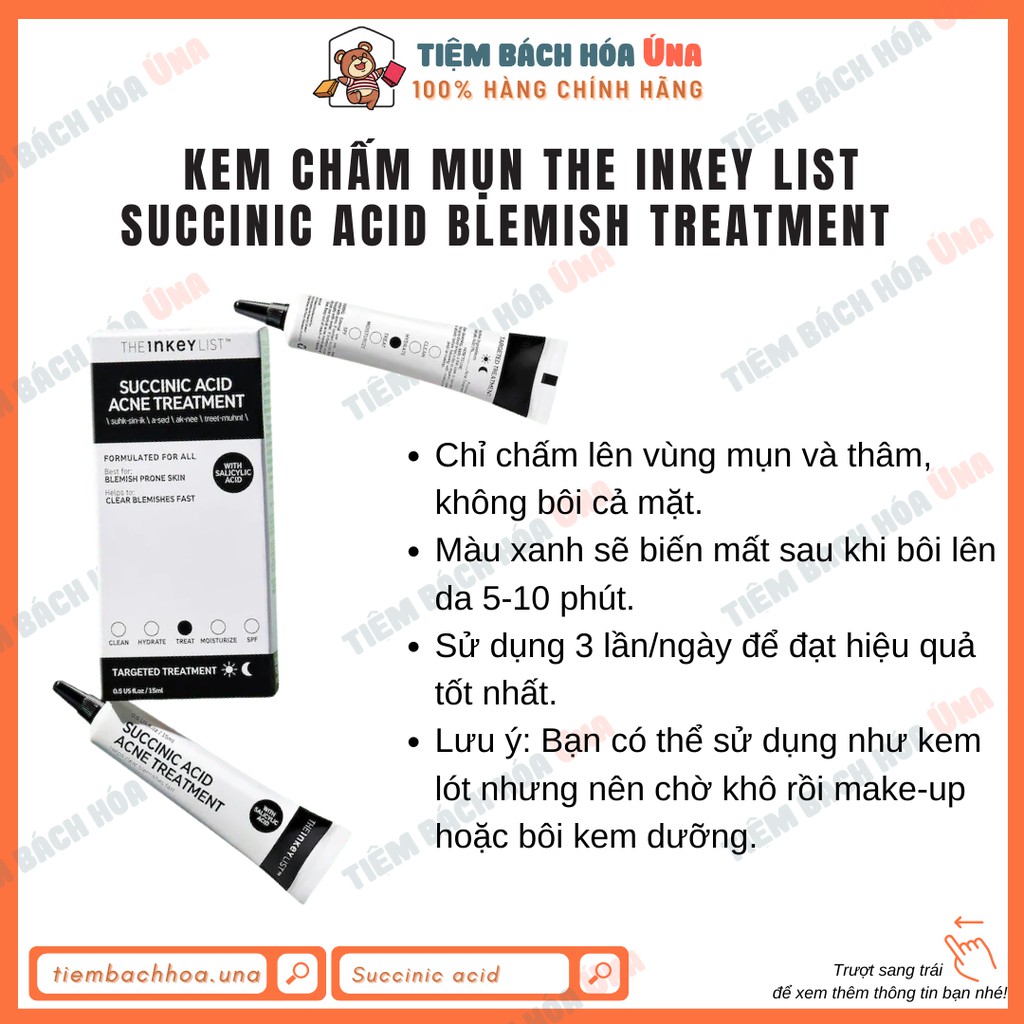 [New] Kem bôi lên mụn The inkey list SUCCINIC ACID và MANDELIC ACID acne treatment 15ml