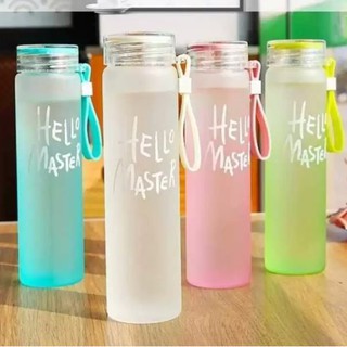Bình Nước Thủy Tinh Nhiều Màu In Chữ Hello Master
