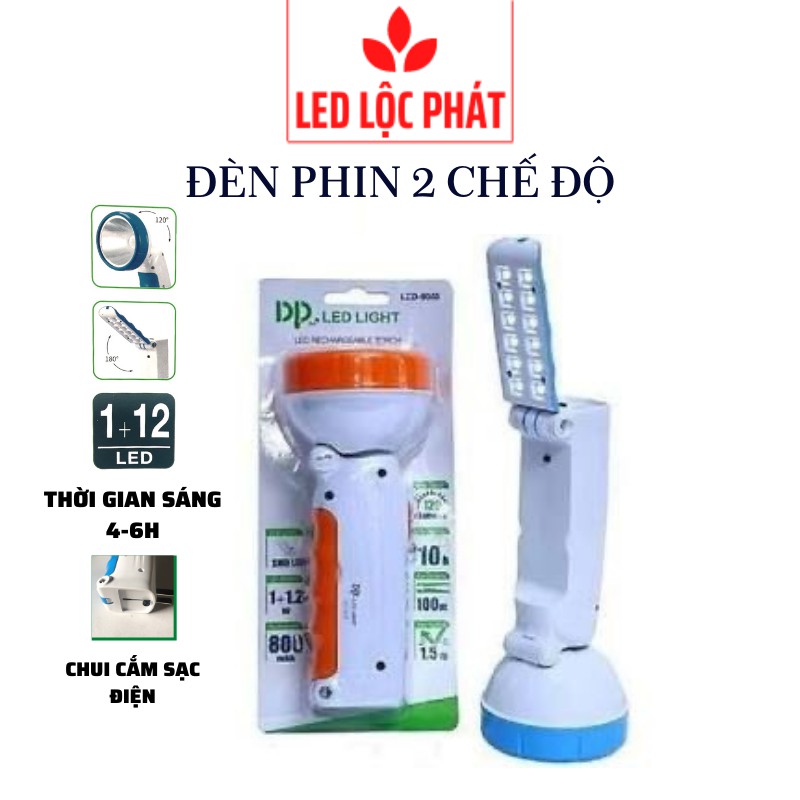 Đèn pin led cầm tay đa chức năng siêu sáng DP-9035B, đèn bin sạc led siêu sáng