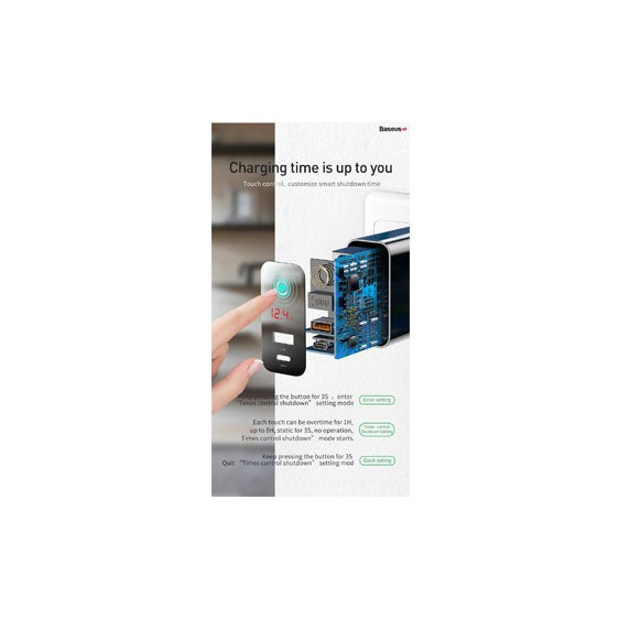 Sạc nhanh 2 cổng 45w BASEUS Speed PPS smart shutdown&amp;Digital Display touch C+U CN CCFSCH907-01/02