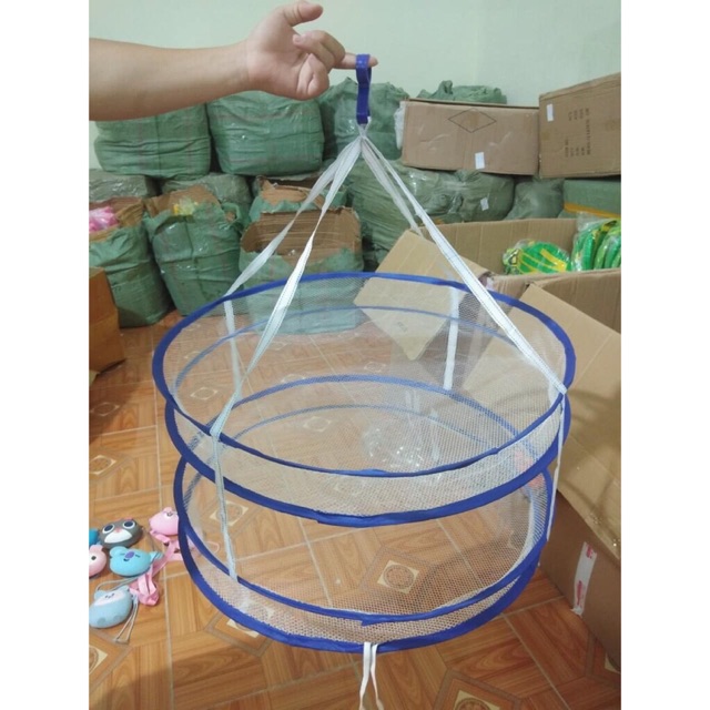 Giỏ Lưới Treo Phơi Đồ 2 Tầng Gấp Gọn Đa Năng