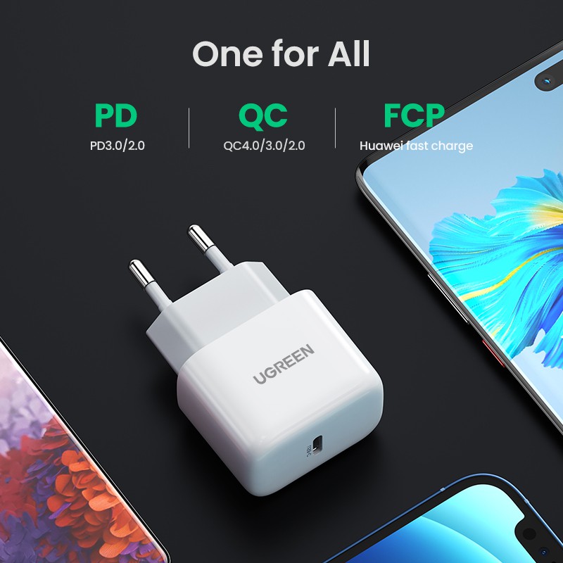 [Mã ELBMO2 giảm 12% đơn 500K] Ugreen Cốc Sạc Nhanh Mini PD 20W 33W QC4.0 Cho iPhone 14 Pro 13 12 Samsung Xiaomi