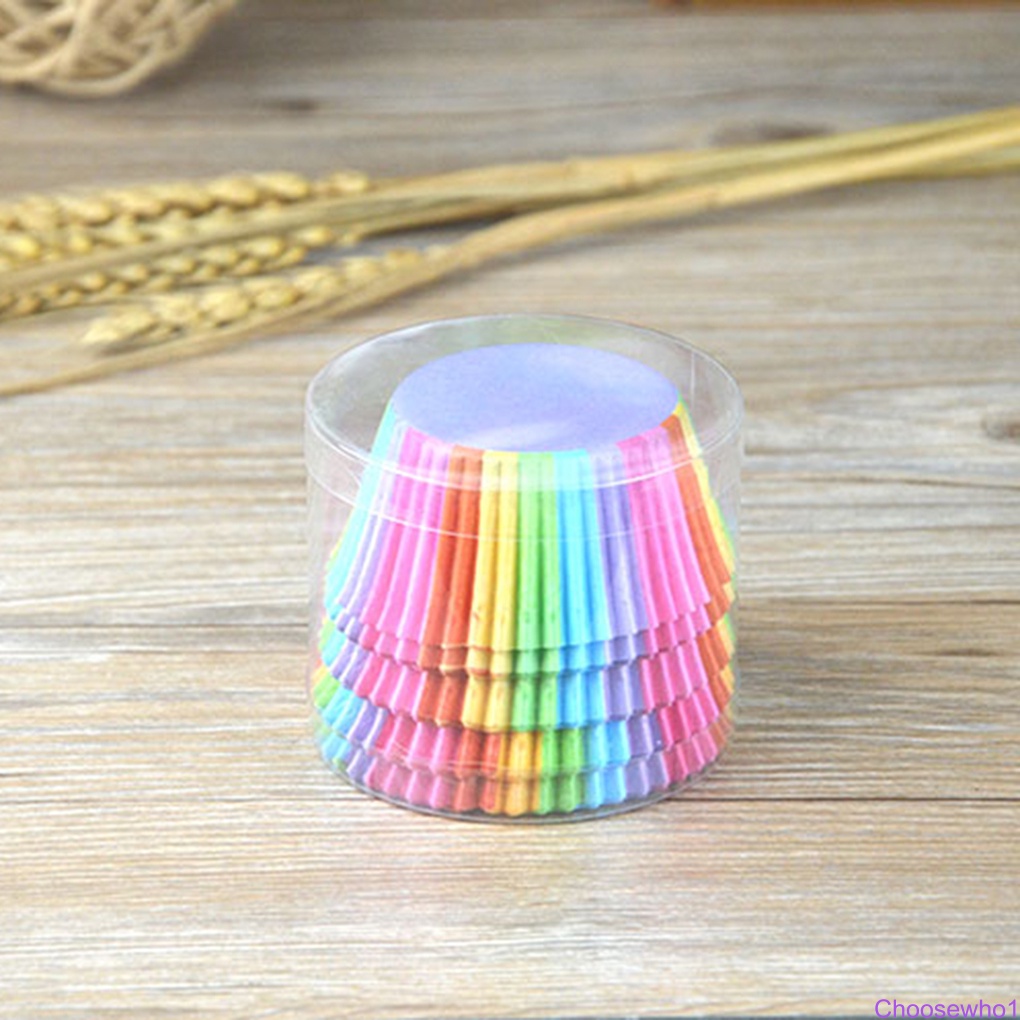 Set 100 Khuôn Giấy Làm Bánh Muffin Chống Dính Chống Dầu Màu Sắc Ngẫu Nhiên