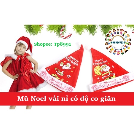Mũ Ông già Noel vải nỉ hoạt hình giá sỉ - Mũ Giáng Sinh - Nón Ông già Noel