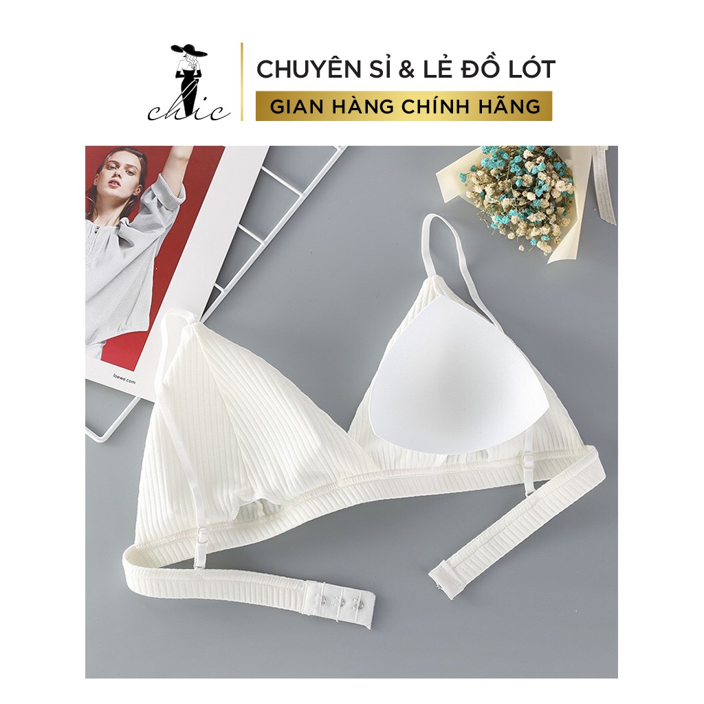 Áo Ngực CBTBRA07 Áo Bra CHIC Chất Thun Cotton Gân Không Gọng Cài Sau Hot Hit Hàng Chất Bao Đẹp (Freesize 45-65kg)