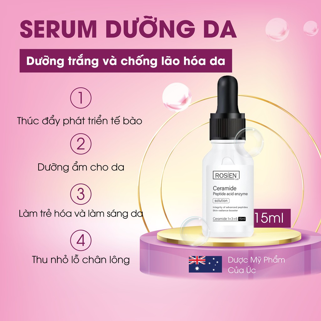 Serum trẻ hoá và tái tạo da - ROSIEN Ceramide Peptide Acid Enzyme Solution 15ml.